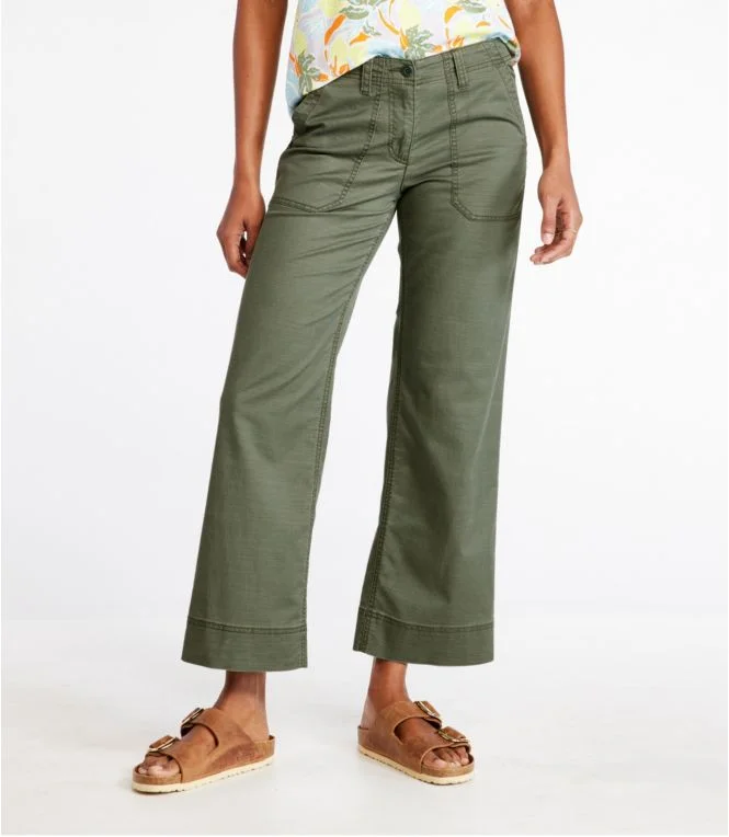 Women''s Signature Cotton/TENCEL Utility Pants, Mid-Rise Wide-Leg Ankle-Length - Image 3