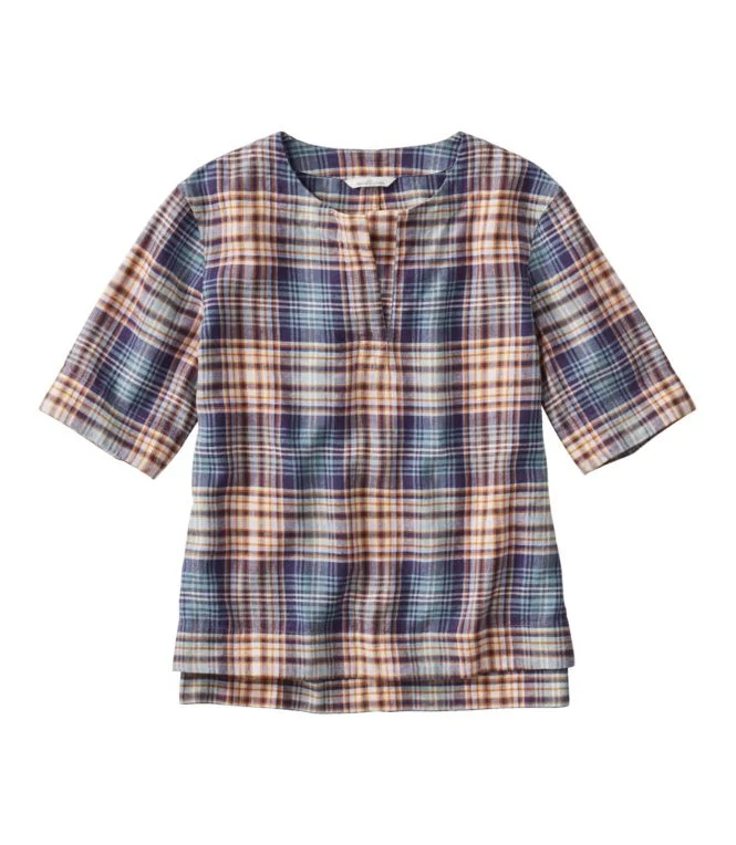 Women''s Signature Linen-Blend Splitneck Shirt, Short-Sleeve