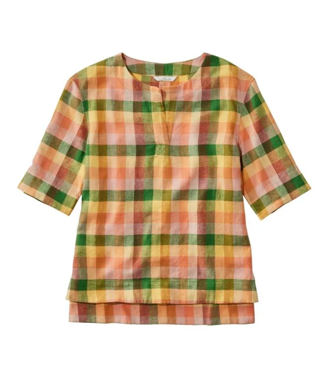 Women''s Signature Linen-Blend Splitneck Shirt, Short-Sleeve - Image 9