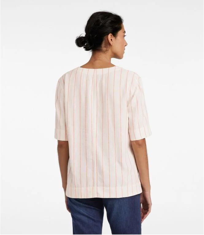 Women''s Signature Linen-Blend Splitneck Shirt, Short-Sleeve - Image 4