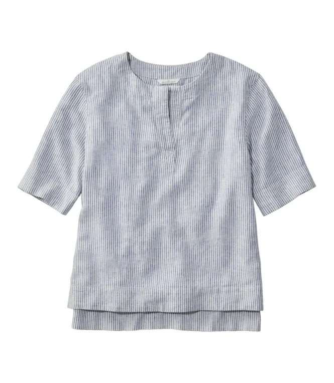 Women''s Signature Linen-Blend Splitneck Shirt, Short-Sleeve - Image 6