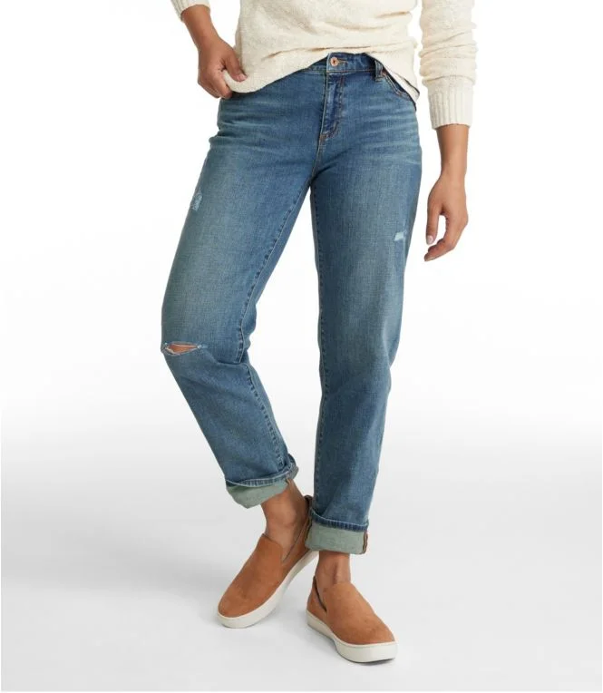 Women''s Signature Organic Denim Boyfriend Jeans, Low-Rise Straight-Leg - Image 7