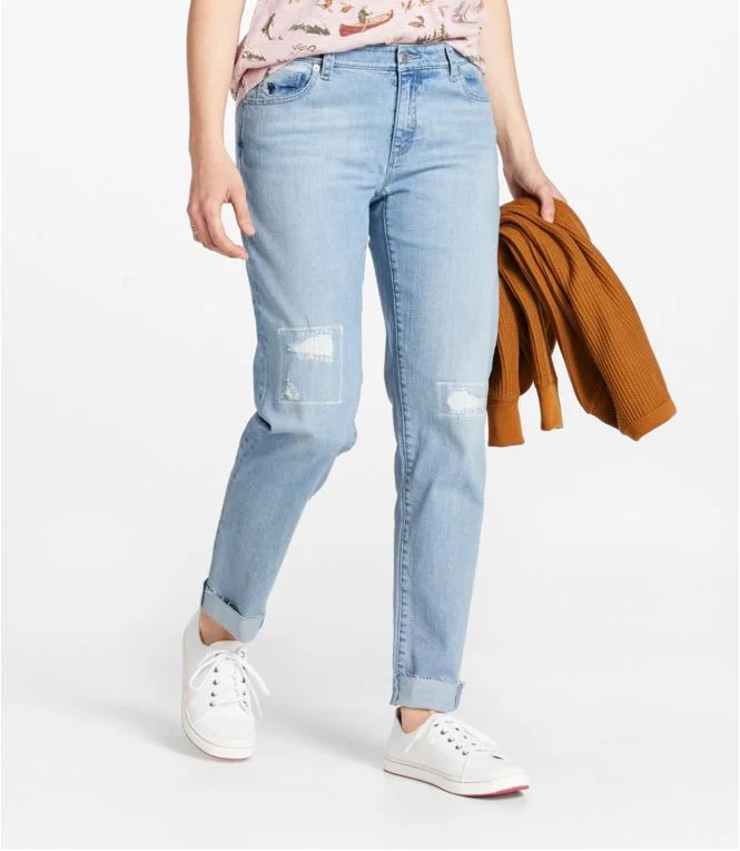 Women''s Signature Organic Denim Boyfriend Jeans, Low-Rise Straight-Leg - Image 10