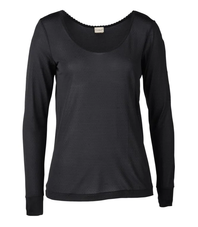 Women''s Silk Pointelle, Long-Sleeve Scoopneck