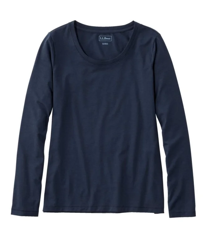 Women''s Soft Stretch Supima Tee, Scoopneck Long-Sleeve