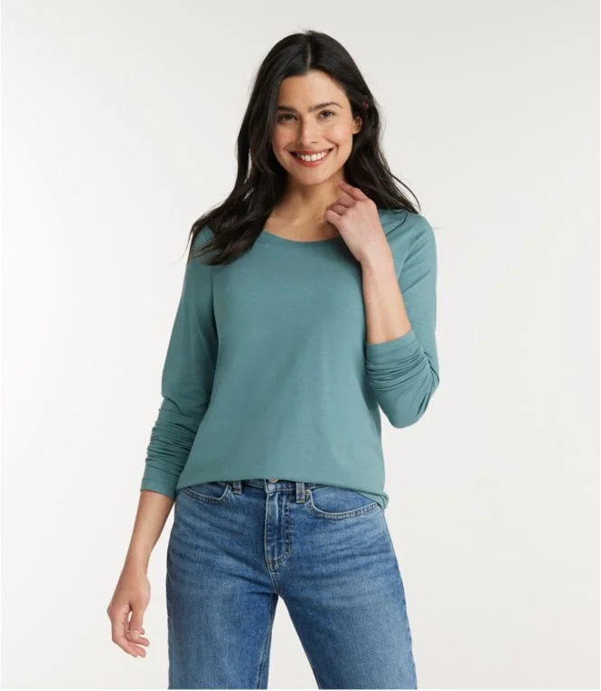 Women''s Soft Stretch Supima Tee, Scoopneck Long-Sleeve - Image 3