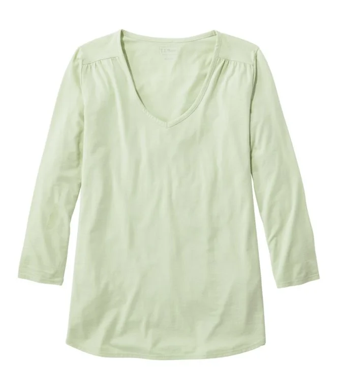 Women''s Soft Stretch Supima Tee, Three-Quarter-Sleeve V-Neck