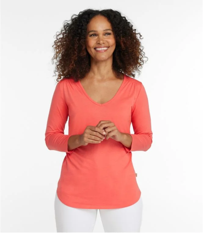 Women''s Soft Stretch Supima Tee, Three-Quarter-Sleeve V-Neck - Image 3