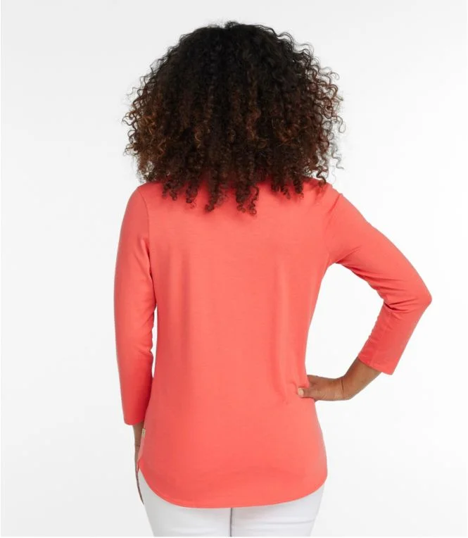 Women''s Soft Stretch Supima Tee, Three-Quarter-Sleeve V-Neck - Image 4