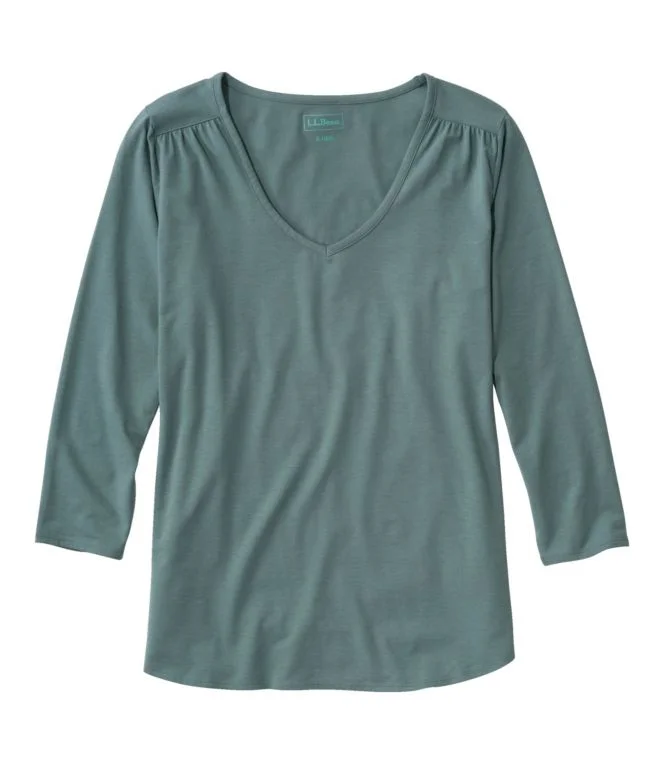 Women''s Soft Stretch Supima Tee, Three-Quarter-Sleeve V-Neck - Image 5