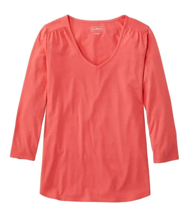 Women''s Soft Stretch Supima Tee, Three-Quarter-Sleeve V-Neck - Image 6