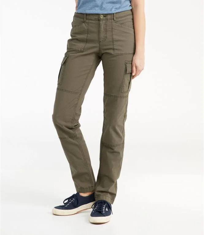 Women''s Stretch Canvas Cargo Pants, Mid-Rise Straight-Leg