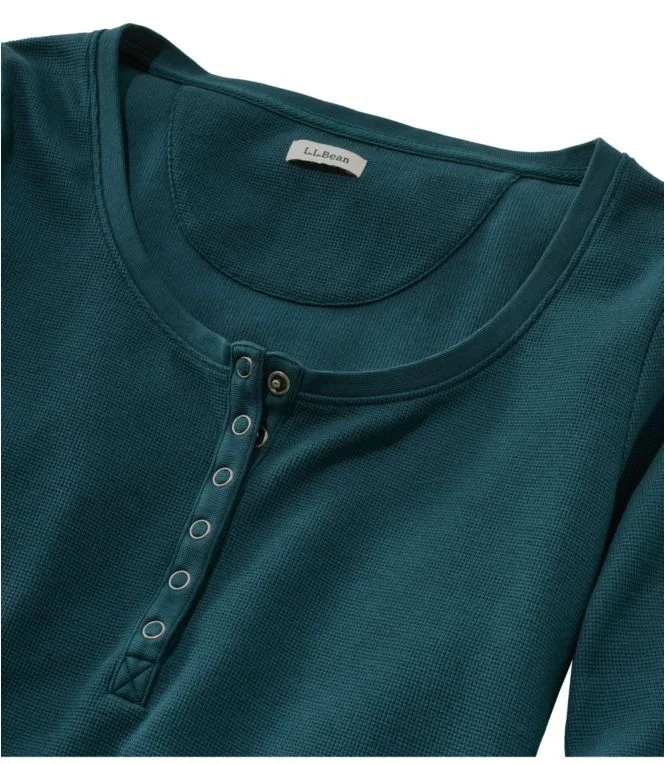 Women''s Unshrinkable Mini-Waffle Tee, Long-Sleeve Henley - Image 5