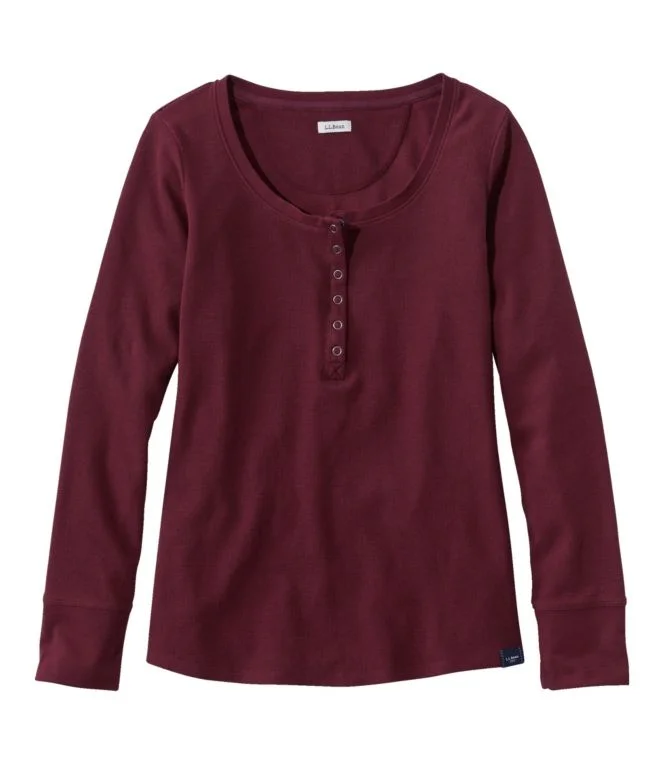 Women''s Unshrinkable Mini-Waffle Tee, Long-Sleeve Henley - Image 6