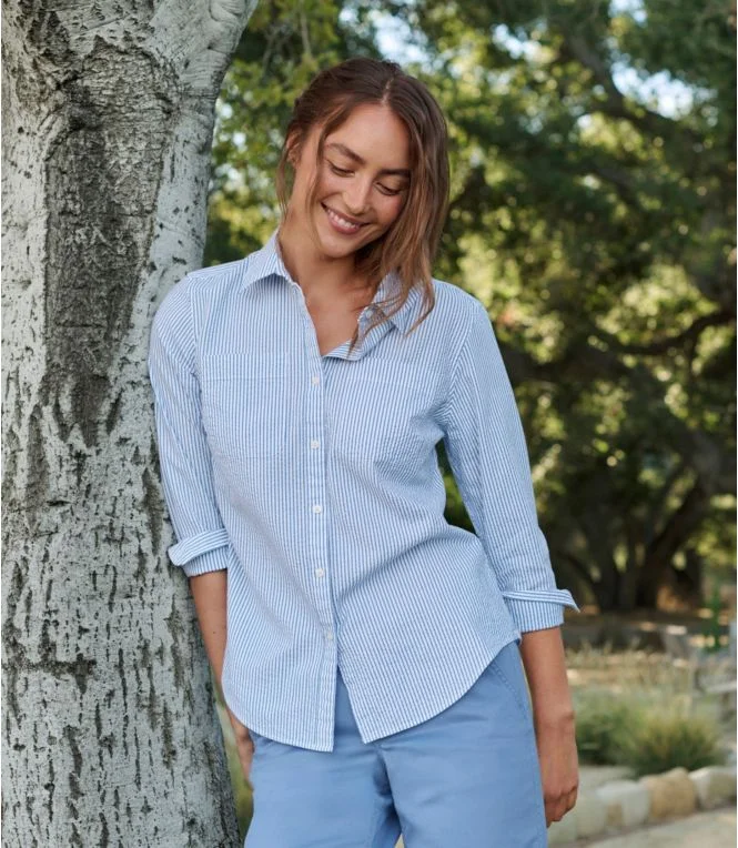Women''s Vacationland Seersucker Shirt, Long-Sleeve