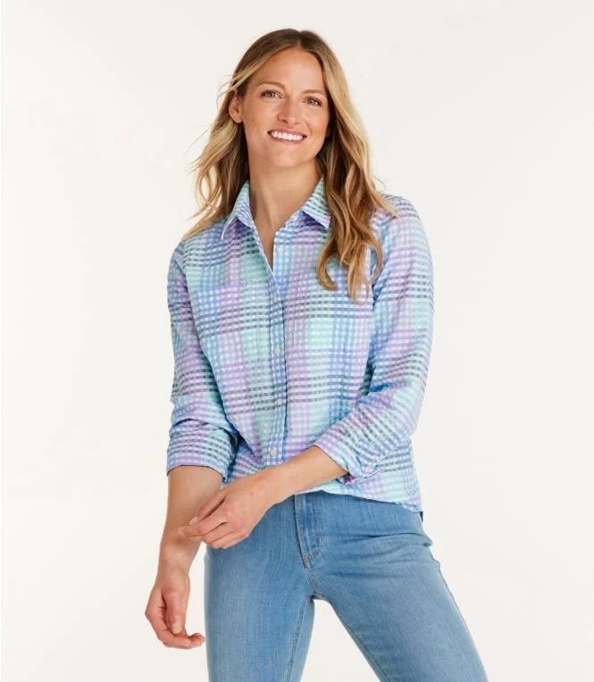 Women''s Vacationland Seersucker Shirt, Long-Sleeve Plaid
