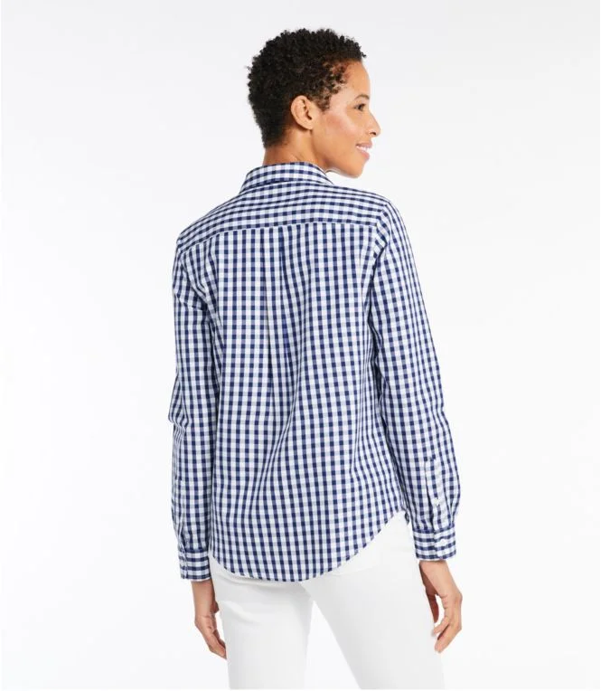 Women''s Wrinkle-Free Pinpoint Oxford Shirt, Long-Sleeve Relaxed Fit Plaid - Image 4