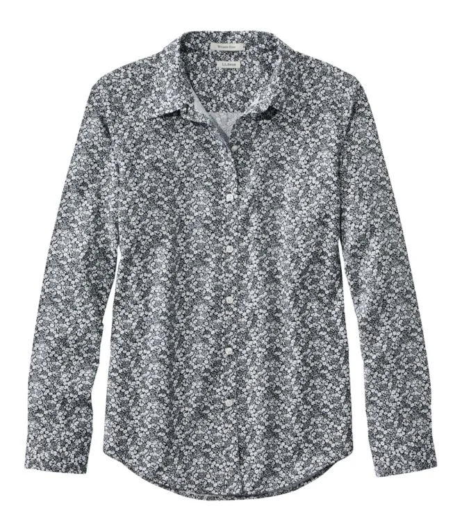 Women''s Wrinkle-Free Pinpoint Oxford Shirt, Relaxed Fit Long-Sleeve Print - Image 3