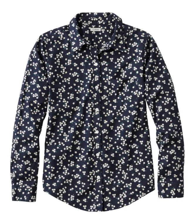 Women''s Wrinkle-Free Pinpoint Oxford Shirt, Relaxed Fit Long-Sleeve Print - Image 6