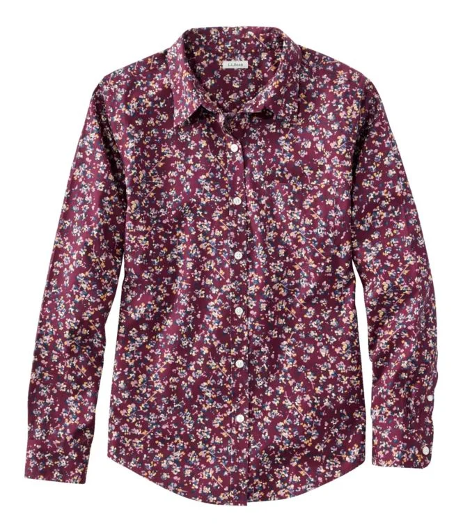 Women''s Wrinkle-Free Pinpoint Oxford Shirt, Relaxed Fit Long-Sleeve Print - Image 8