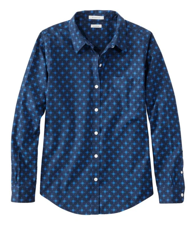 Women''s Wrinkle-Free Pinpoint Oxford Shirt, Relaxed Fit Long-Sleeve Print - Image 9