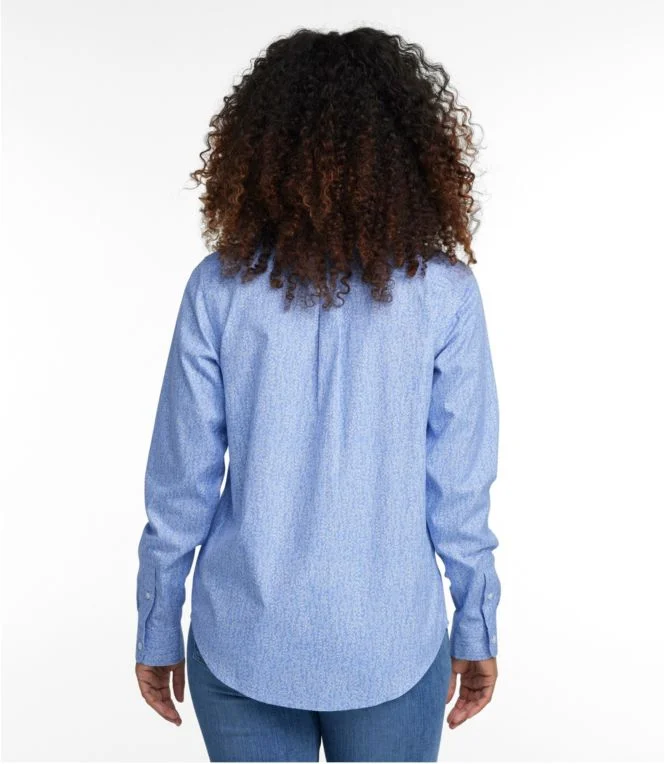 Women''s Wrinkle-Free Pinpoint Oxford Shirt, Relaxed Fit Long-Sleeve Print - Image 3