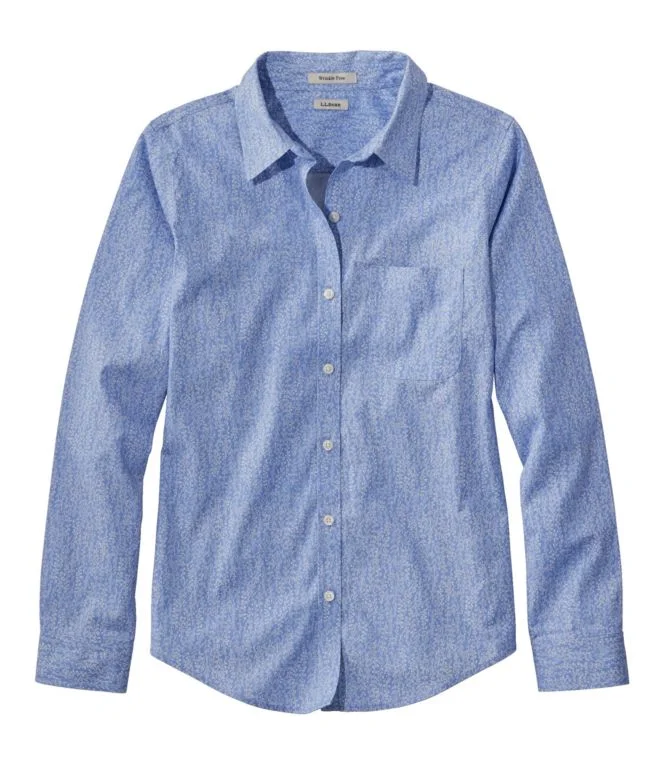Women''s Wrinkle-Free Pinpoint Oxford Shirt, Relaxed Fit Long-Sleeve Print - Image 4