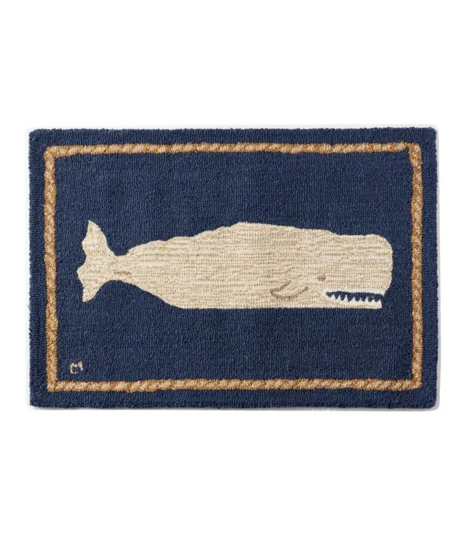 Wool Hooked Novelty Rug, Whale